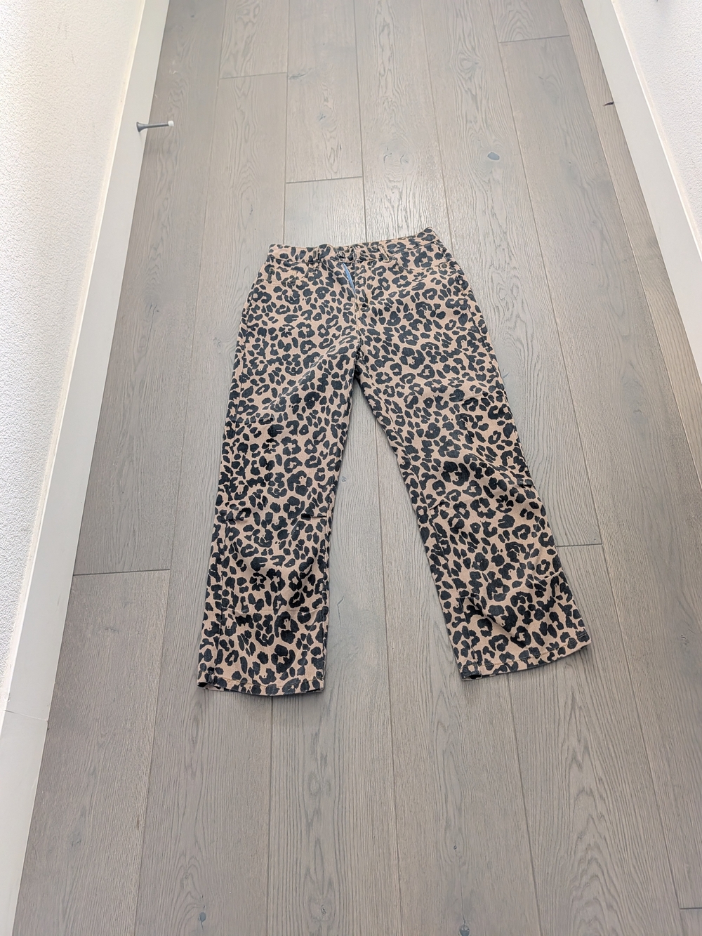 Leopard Print Women's Jeans - Tan and Black Size Large